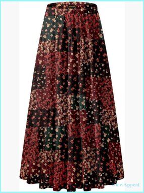Women's Chiffon Elastic High Waist Pleated Maxi Skirt A-Line Flowy